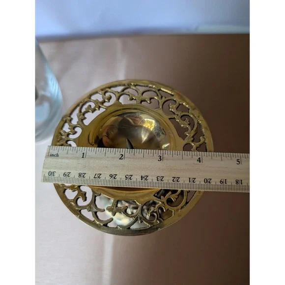 Vintage Ornate Brass Candleholder Candlestick Holder Home Decor Taiwan Made - Picture 6 of 6